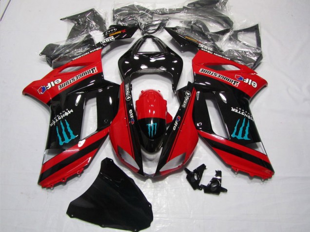2007-2008 Red Black Kawasaki Ninja ZX6R Motorcycle Fairings Australia